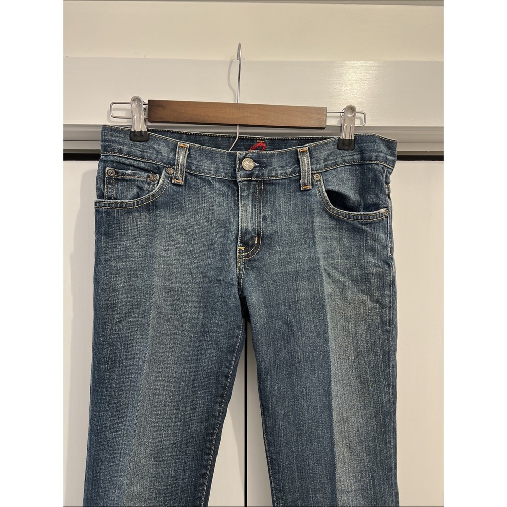 VTG Y2K Blue Cult Jeans Women's Sz 28 Flared Low Rise Denim MADE IN USA, 30x33 - Picture 2 of 10